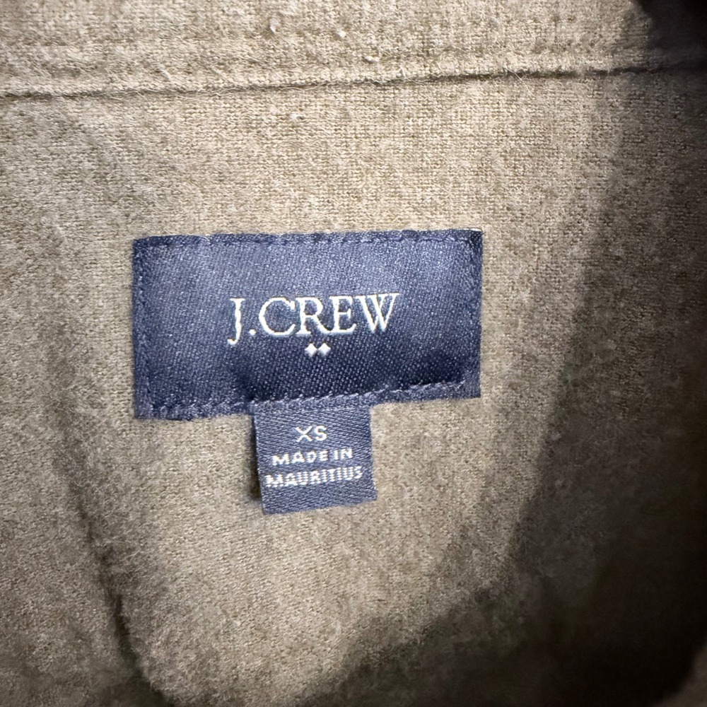 J.Crew Mens Flannel Button Down Shirt Olive Green Elbow Patches B3061 XS - Picture 4 of 7